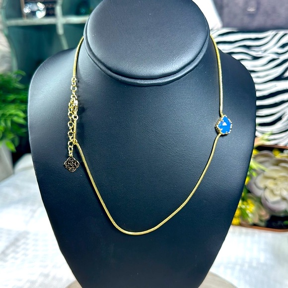 KENDRA SCOTT MARA TESS GOLD BLUE STONE NECKLACE - Picture 1 of 7